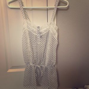 Lacy white polkadot tank!