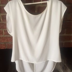 High low white blouse