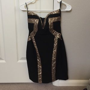 Black sequenced cocktail dress