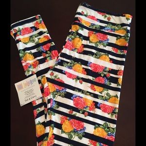 Lularoe TC Floral Striped leggings UNICORN