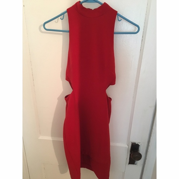 Red cut out dress