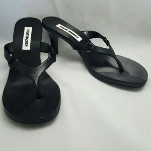 Black  Casual Heel Thong Sandals
