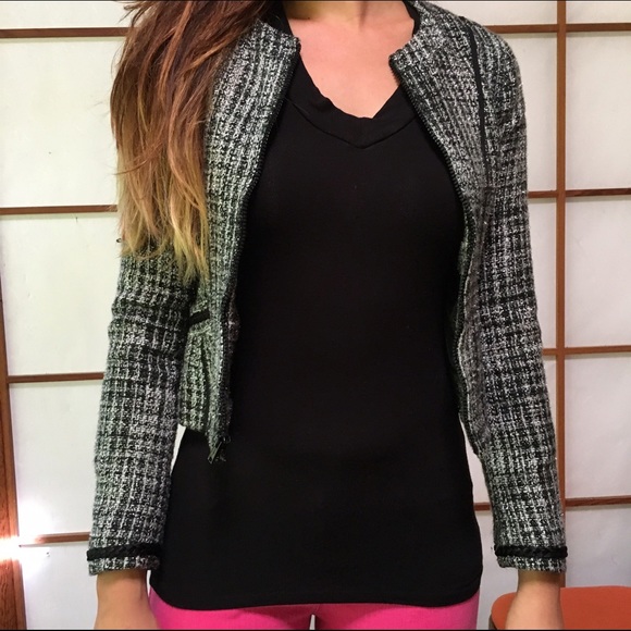 Express metallic tweed Moto jacket