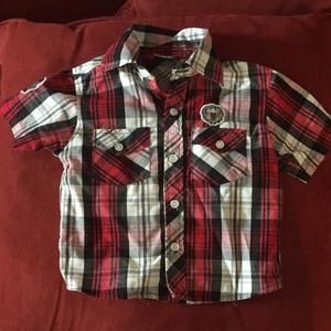 American Hero Red and Black Button Up