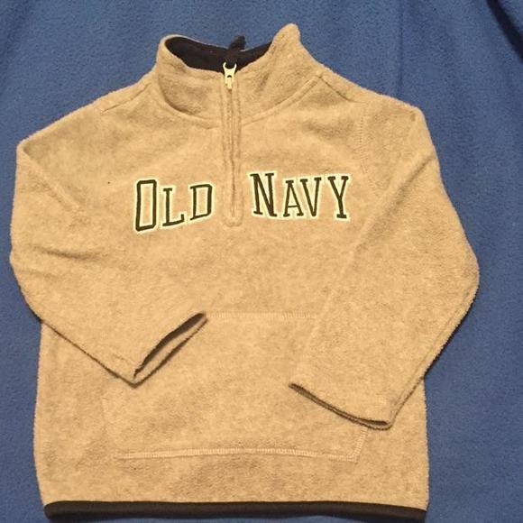 Grey pullover with black and white lettering