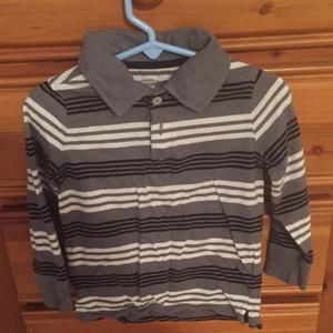 Grey white and black long sleeve collared shirt