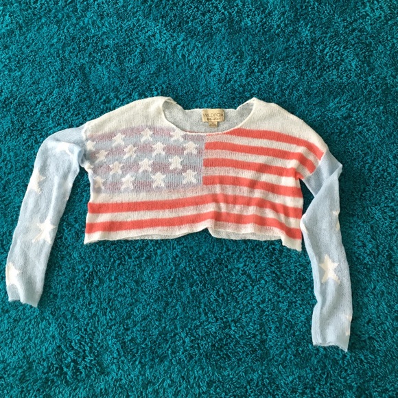 Wildfox White Label American Flag cropped Sweater