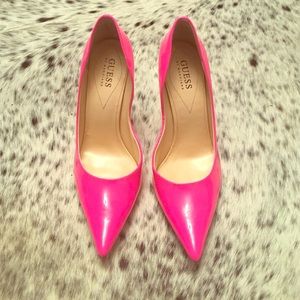 GUESS Neon Pink Pumps with Silver Heel
