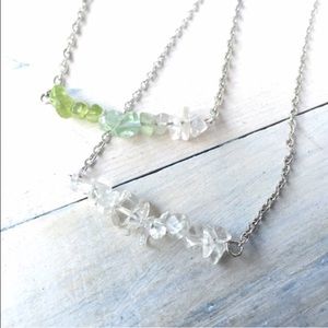 Green to Clear Fading Tumbled Stone Necklace- New!