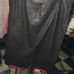 Dark grey leather knee high skirt
