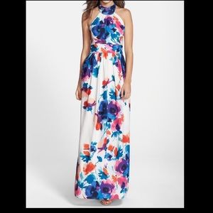 Floral Print Halter Maxi Dress