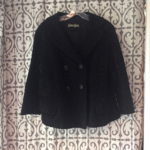 Vintage Neiman Marcus Black Crushed Velvet Peacoat