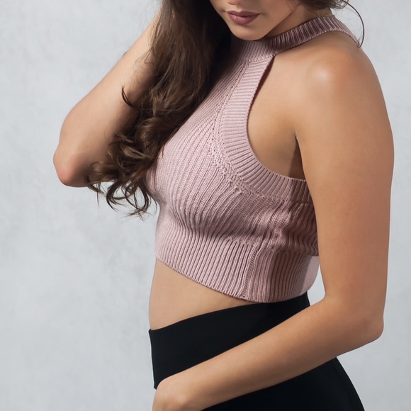 Final Price! Rosé knitted crop Top - Picture 2 of 4