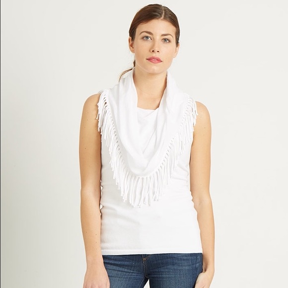 Minnie Rose Fringed Cowl Neck Sleeveless Shirt