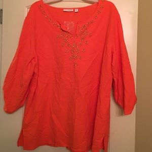 Orange Susan Graver XL top.