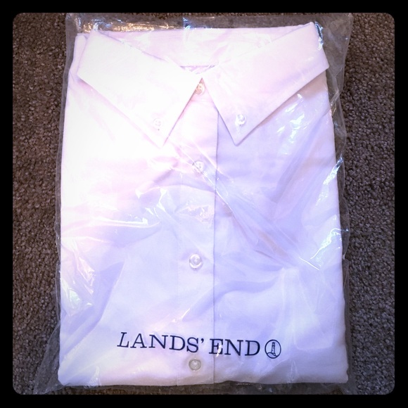 Lands' End girls white Oxford short sleeve