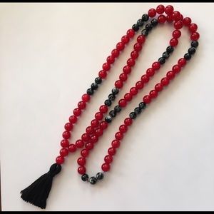 Red and black tassel necklace