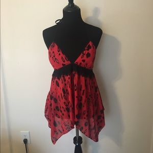 Bebe halter leopard print top