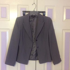 Gray pinstripe suit