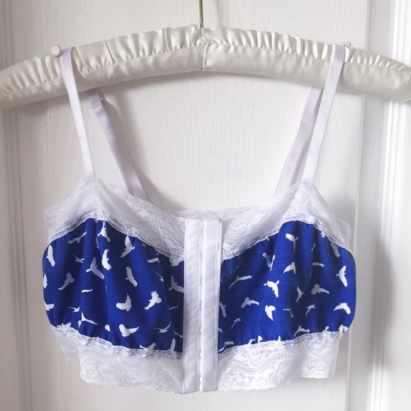 Royal blue and white full tilt bralette