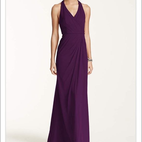 Long Mesh T-strap Back Halter Gown