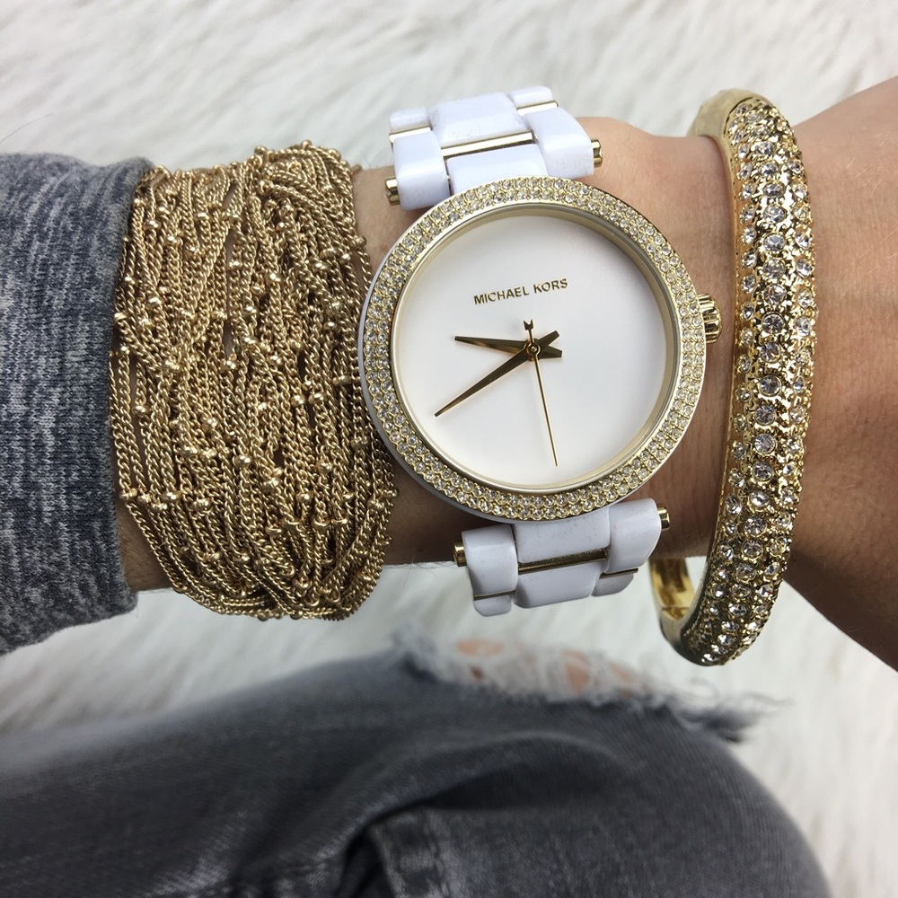 Michael Kors delray white crystal gold watch - Picture 3 of 4