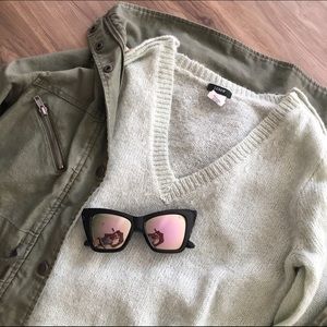 J.Crew Minty Green Wool Blend V Neck Sweater