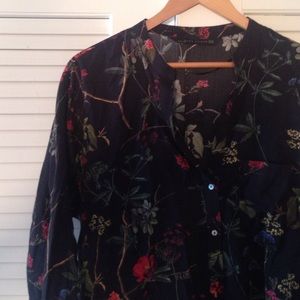 ZARA Tropical Print Blouse