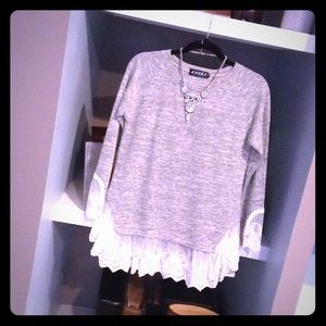 SWEATER W/ATTACHED LACE EXTENDER