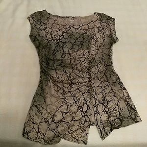 Slimming green and tan printed top