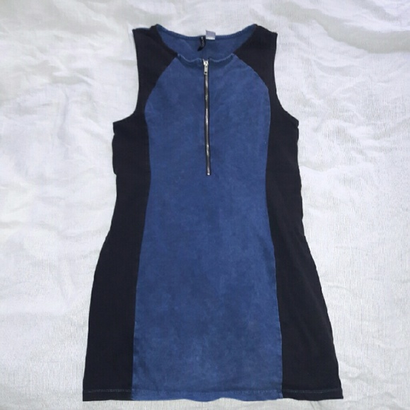 Denim Body Con style zip up mini dress