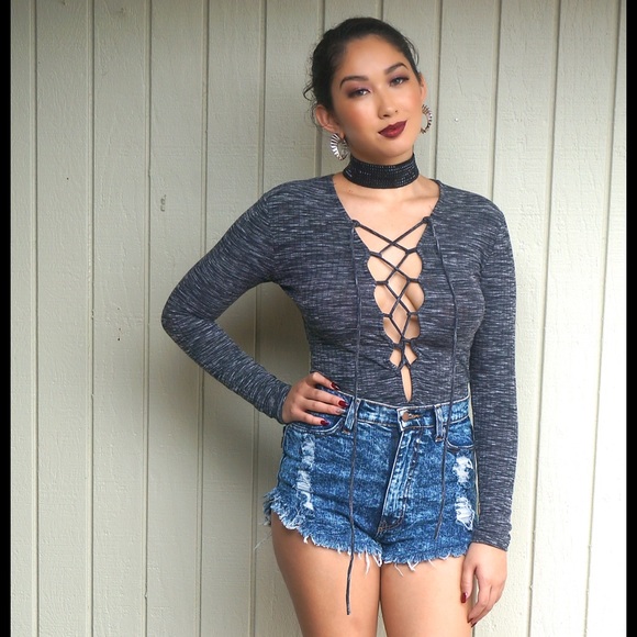 CLOSET CLEAR OUT 🎉: Laced Up Bodysuit - Picture 2 of 2