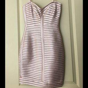 Bcbg Maxzaria champagne strapless body con dress