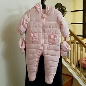 Baby Girls Snow Suit & Mittens
