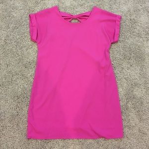 Hot Pink Shift Dress with Bow Detail