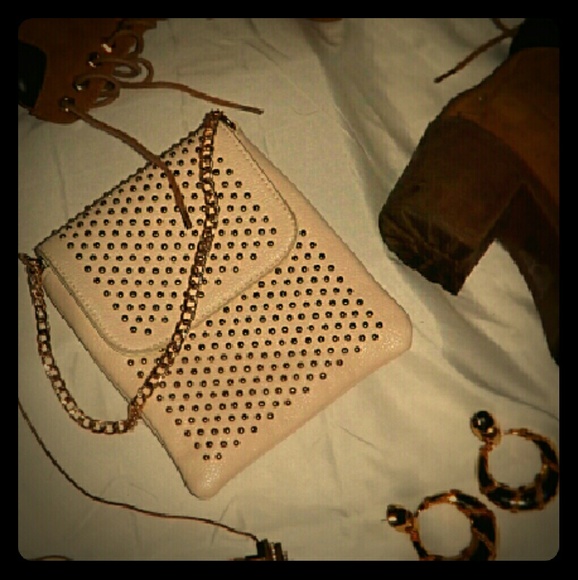 NWOT Studded Taupe Clutch