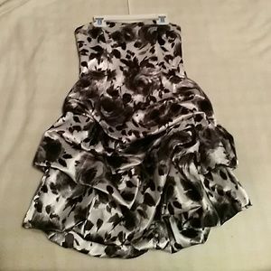 Black and white floral homecoming formal prom dres