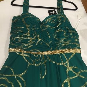 Emerald/gold long dress
