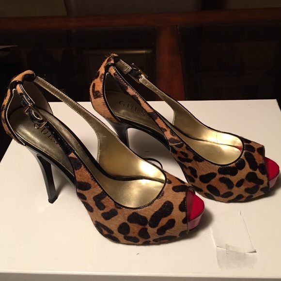 Pony Hair Platform Open Toe Heels - Picture 1 of 4