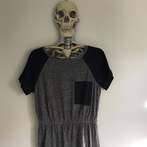 Baseball tee shirt dress with pocket