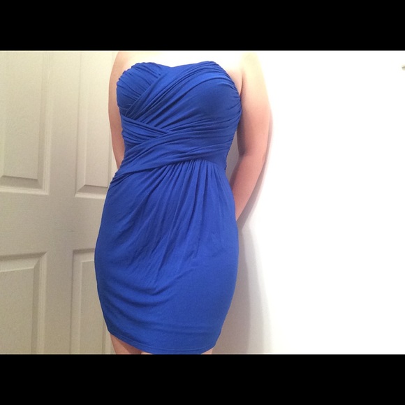 Royal blue strapless dress