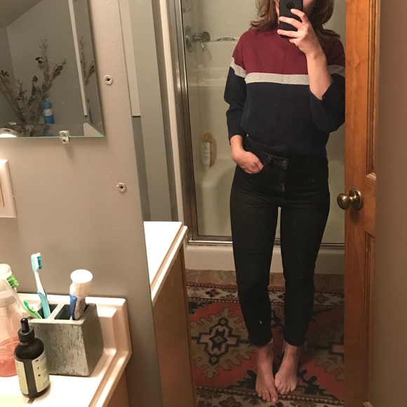 Vintage striped mock neck sweater