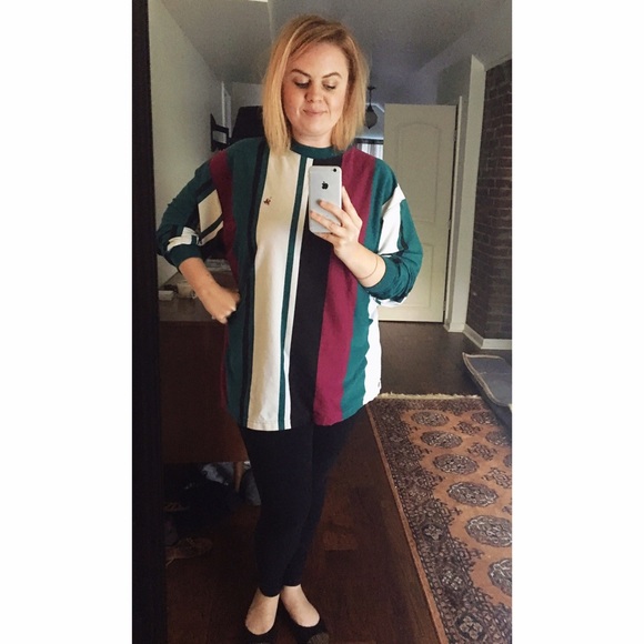 Vintage vertical stripe OVERSIZED long sleeve tee - Picture 2 of 2