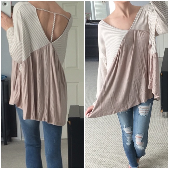 LAST ITEM▫️Mocha and Ivory Striped Long Sleeve - Picture 2 of 4