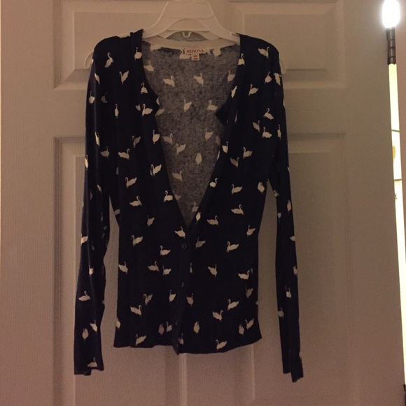 Navy blue swan printed cardigan