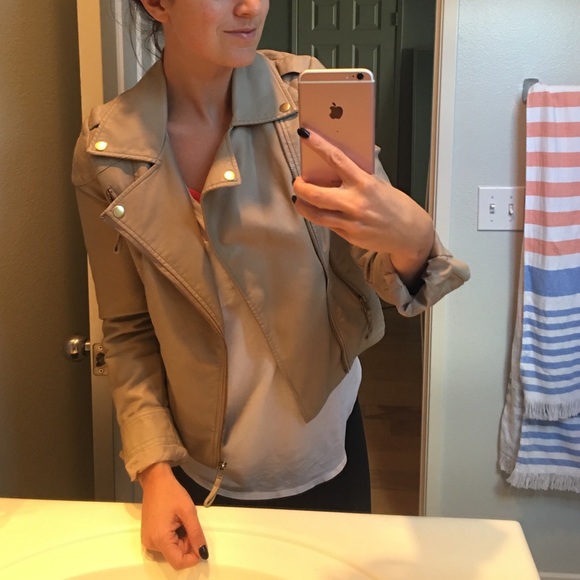 Faux tan leather jacket!