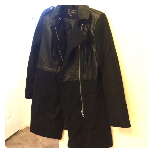 🔥 GORGEOUS BLACK METAPHOR LEATHER/WOOL COAT 🔥
