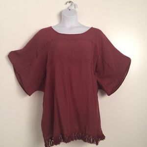 🍷Plus Size NWOT Ava & Viv Short Sleeve Brick Top