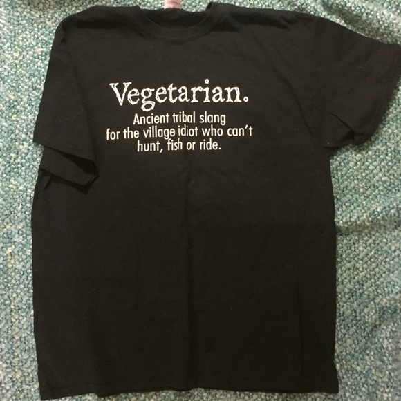 Vegetarian Joke T-shirt Unisex Black Size XL