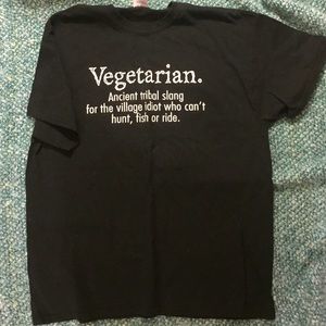 Vegetarian Joke T-shirt Unisex Black Size XL